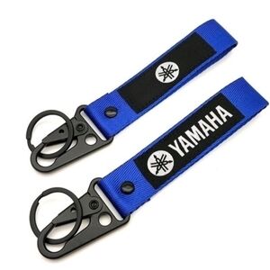 Yamaha Woven Fabric and Metal Keychain Blue